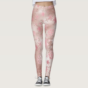 Elegant roos gouden Kerstmis Snowflake Patroon Leggings