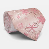 Elegant roos gouden Kerstmis Snowflake Patroon Stropdas (Opgerold)