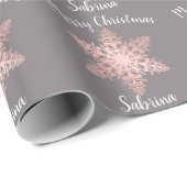 Elegant roos gouden kerstsneeuwvlok cadeaupapier (Rol Hoek)