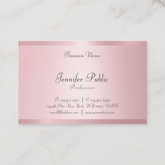 Elegant Roos Gouden Kleur Modern Handgeschreven Tr Visitekaartje (Achterkant)