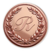 Elegant Roos gouden krans familie monogram Keramische Knop (Voorkant)