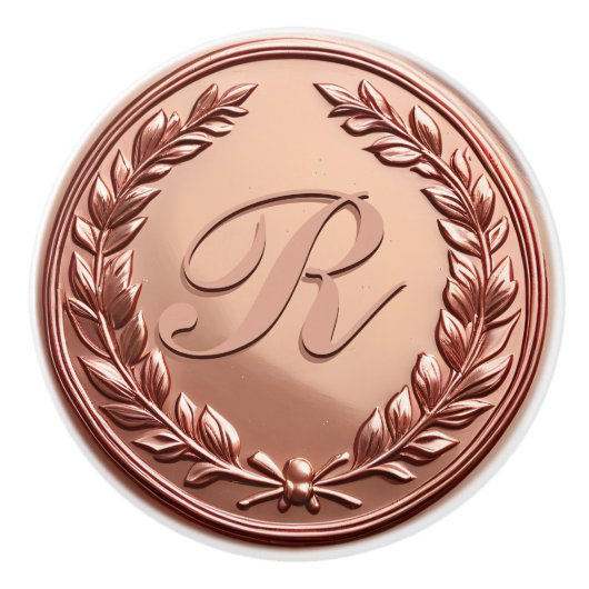 Elegant Roos gouden krans familie monogram Keramische Knop (Voorkant)