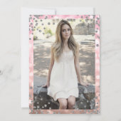 Elegant Roos Gouden Lichten Zilveren Foto Sweet 16 Kaart (Achterkant)