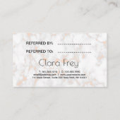 Elegant roos gouden lippen en marmer aanbevelingskaartje (Achterkant)