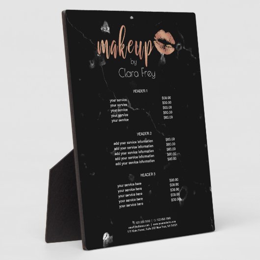 Elegant roos gouden lippen en marmer fotoplaat (Zijkant)