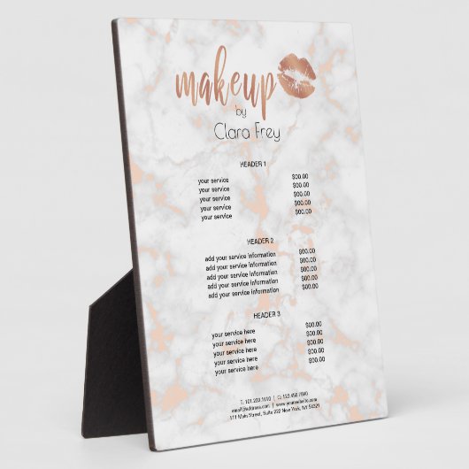 Elegant roos gouden lippen en marmer fotoplaat (Zijkant)