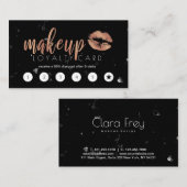 Elegant roos gouden lippen en marmer klantenkaartje (Voorkant / Achterkant)