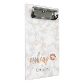 Elegant roos gouden lippen en marmer mini klembord (Schuin)