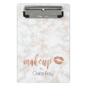 Elegant roos gouden lippen en marmer mini klembord (Voorkant)