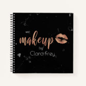 Elegant roos gouden lippen en marmer notitieboek