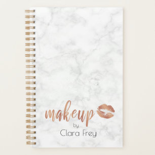 Elegant roos gouden lippen en marmer planner