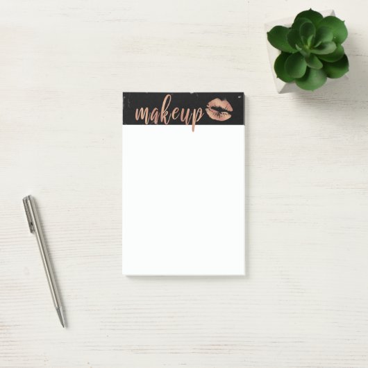 Elegant roos gouden lippen en marmer post-it® notes (Kantoor)