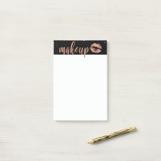 Elegant roos gouden lippen en marmer post-it® notes (Op bureau)