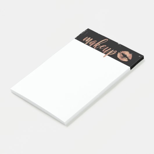 Elegant roos gouden lippen en marmer post-it® notes (Schuin)