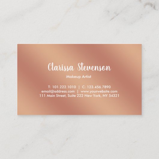 Elegant roos gouden lippen en marmer visitekaartje (Achterkant)