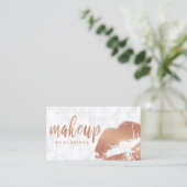 Elegant roos gouden lippen en marmer visitekaartje (Staand voorkant)