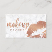 Elegant roos gouden lippen en marmer visitekaartje (Voorkant)