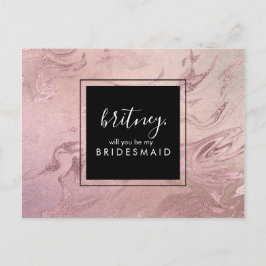 Elegant roos gouden marmer zal je mijn bruidsmeisj uitnodiging briefkaart