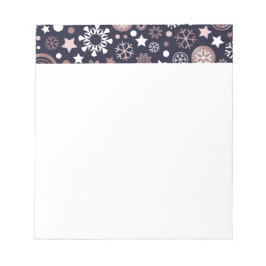 Elegant roos gouden metalen sneeuwvlokken notitieblok