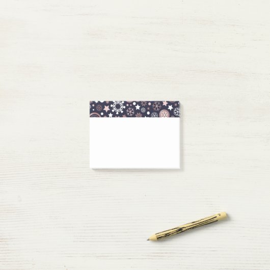 Elegant roos gouden metalen sneeuwvlokken post-it® notes (Op bureau)