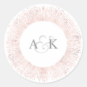 Elegant roos gouden monogram bruiloft gunst sticke ronde sticker