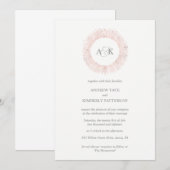 Elegant roos gouden monogram bruiloft uitnodiging (Voorkant / Achterkant)