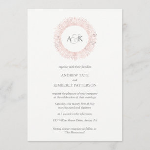 Elegant roos gouden monogram bruiloft uitnodiging