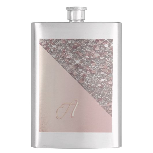 Elegant Roos gouden monogram Classic Flask Flacon (Voorkant)