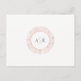 Elegant roos gouden monogram opslaan de datum brie aankondigingskaart