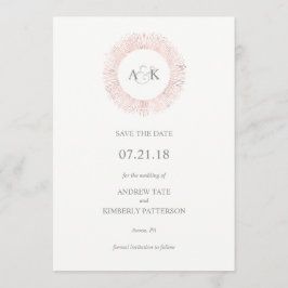 Elegant roos gouden monogram opslaan van de datum save the date