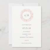 Elegant roos gouden monogram opslaan van de datum save the date (Voorkant)
