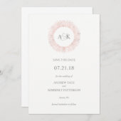 Elegant roos gouden monogram opslaan van de datum save the date (Voorkant / Achterkant)