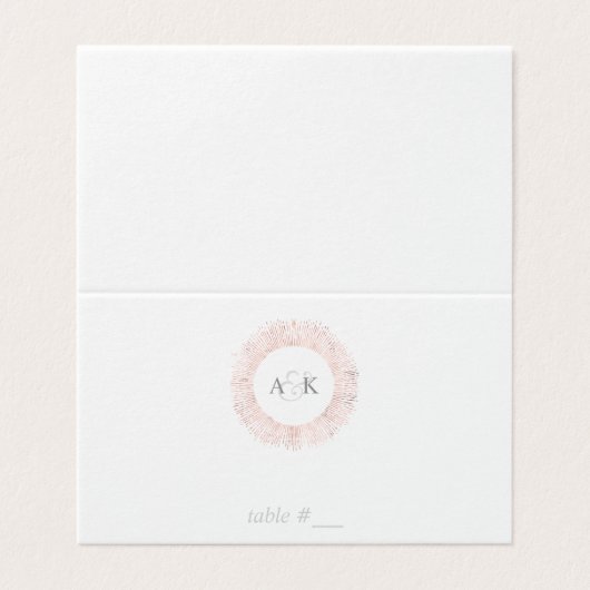 Elegant roos gouden monogram plaats kaarten - gevo (Buitenkant ongevouwen)