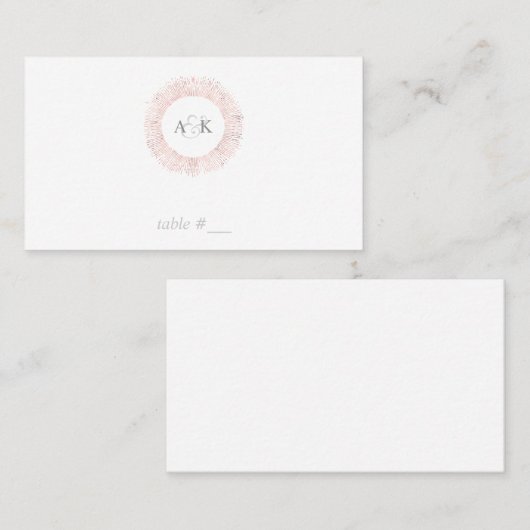 Elegant roos gouden monogram plaats kaarten - plat plaatskaartje (Voorkant / Achterkant)