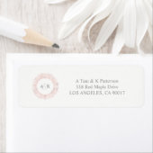 Elegant roos gouden monogram retour adres labels (Insitu)