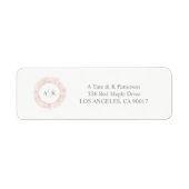 Elegant roos gouden monogram retour adres labels (Voorkant)