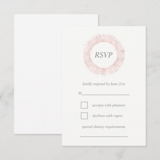 Elegant roos gouden monogram RSVP-kaart RSVP Kaartje (Voorkant / Achterkant)