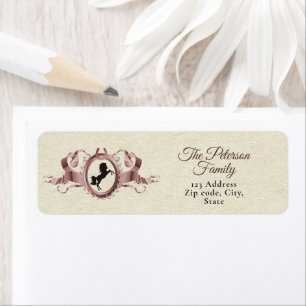 Elegant Roos Gouden Paardensport Ribbon Crest Etiket