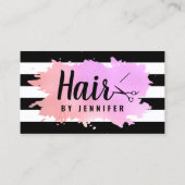 Elegant roos gouden paarse schaar visitekaartje (Voorkant)