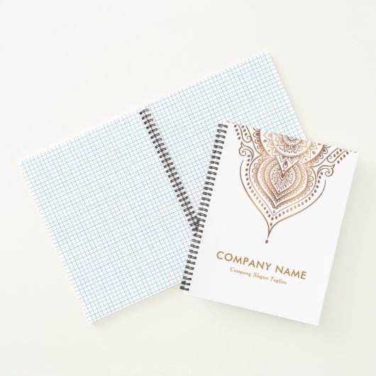Elegant Roos-gouden Paisley Ornament Notitieboek (Binnen)