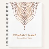 Elegant Roos-gouden Paisley Ornament Notitieboek (Voorkant)