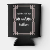 Elegant Roos Gouden Rand op zwarte koelbox Blikjeskoeler (Voorkant)