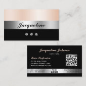 Elegant Roos Gouden Rhinestones Logo en QR Code Visitekaartje (Voorkant / Achterkant)
