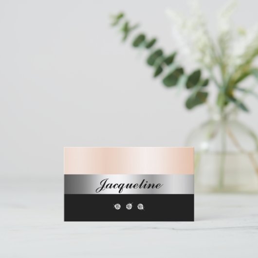 Elegant Roos Gouden Rhinestones Logo en QR Code Visitekaartje (Staand voorkant)