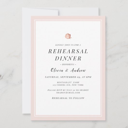 Elegant Roos gouden roos minimalistische repetitie Kaart (Voorkant)