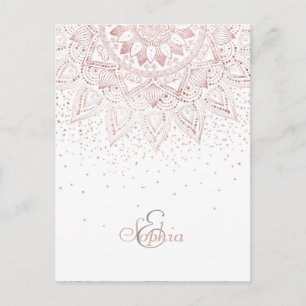 Elegant Roos Gouden Stippen Mandala Briefkaart