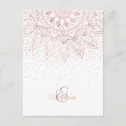 Elegant Roos Gouden Stippen Mandala Briefkaart (Voorkant)
