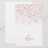 Elegant Roos Gouden Stippen Mandala Briefpapier (Voorkant / Achterkant)