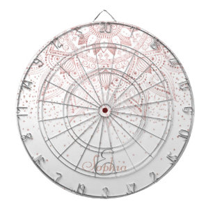 Elegant Roos Gouden Stippen Mandala Dartbord