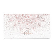 Elegant Roos Gouden Stippen Mandala Etiket (Voorkant)
